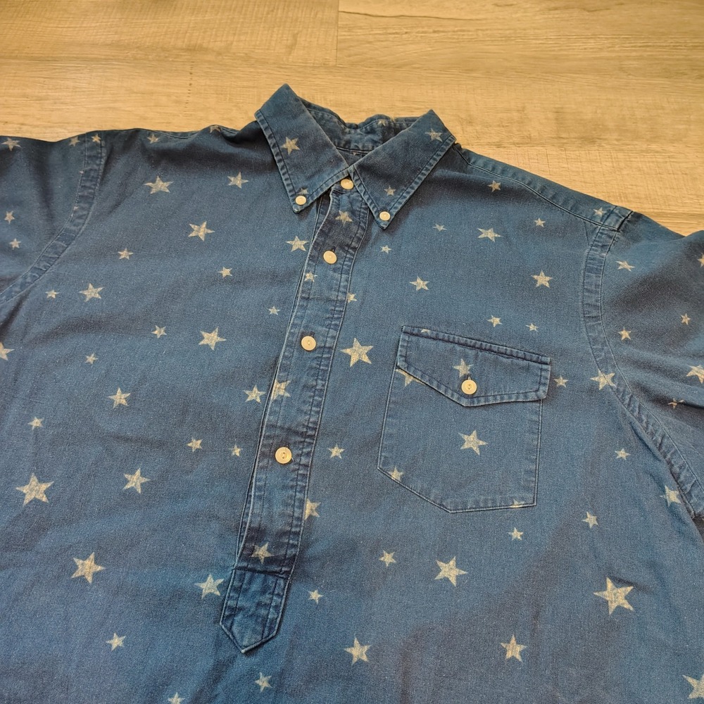 Ralph Lauren Mens XL Star Print Popover Short Sleeve Button Down Shirt